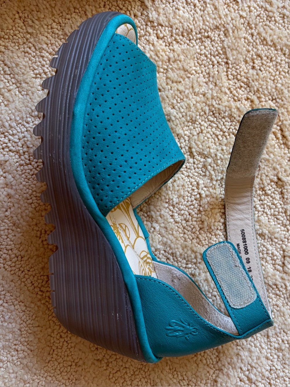 Fly London Yake Perforated Open-Toe Ankle-Strap Sandals, Size 37 - Picture 8 of 9